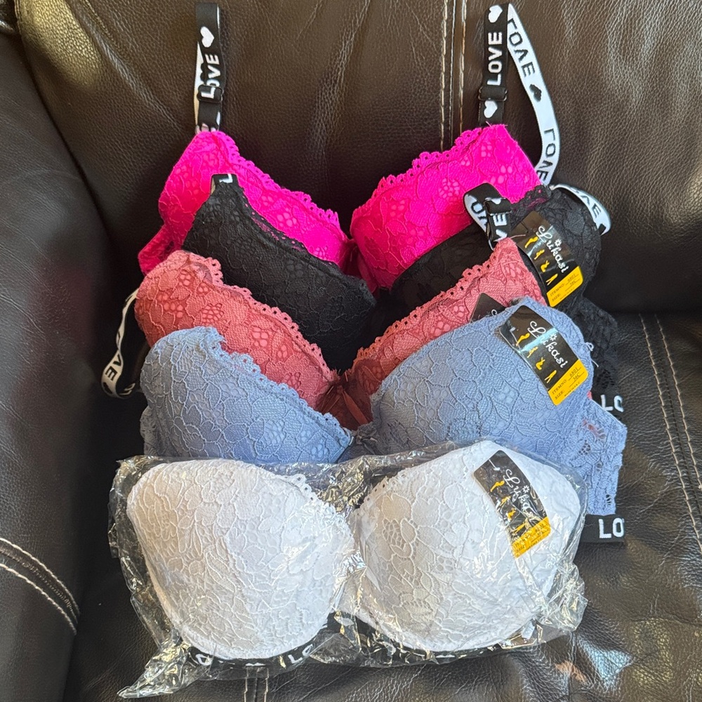 Elegant Lace Bra Collection - Pink, Black, Blue, White